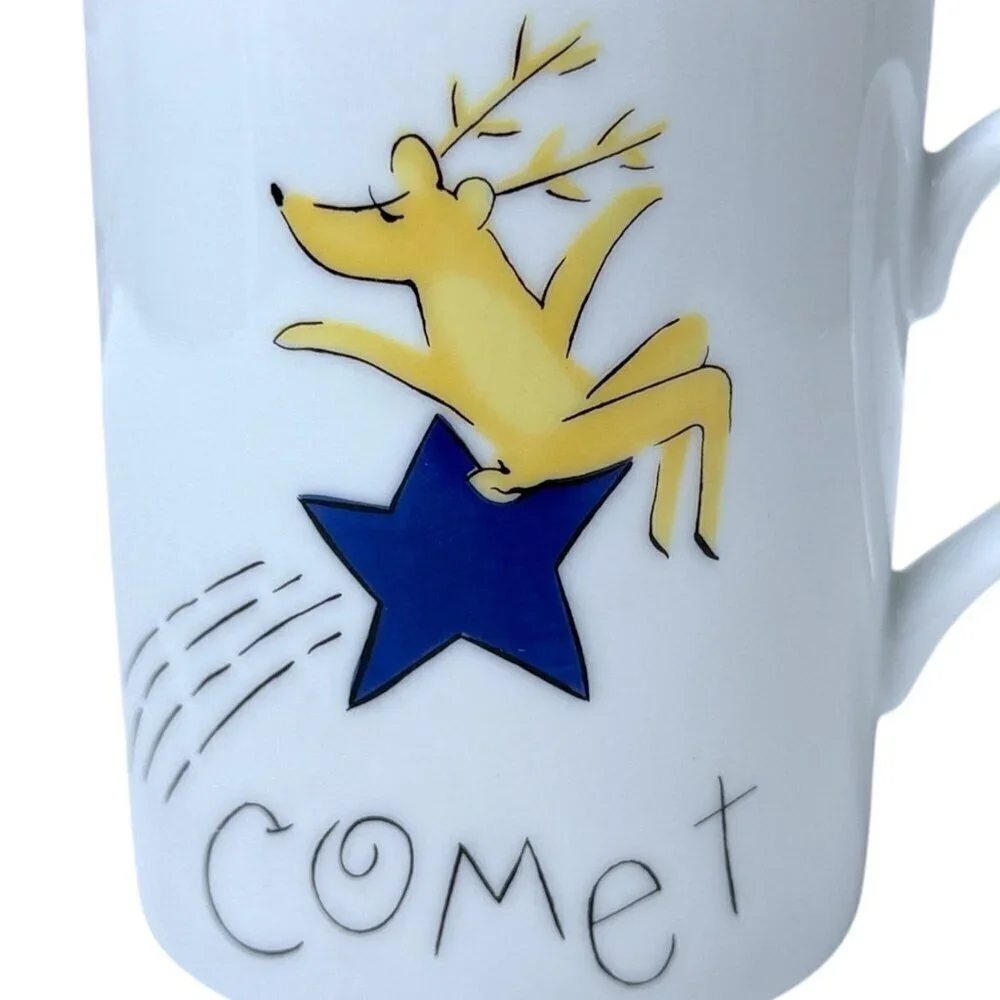 POTTERY BARN Reindeer Mugs Comet and Prancer Holiday Christmas